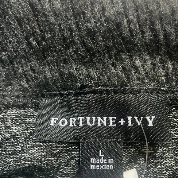 Nordstrom Fortune and Ivy Size Large Black Cowl Neck Sweater Shirt New With Tags - Picture 5 of 5